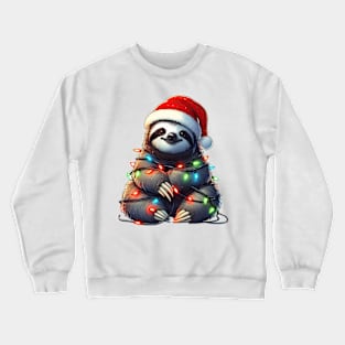 Sloth Wrapped In Christmas Lights Crewneck Sweatshirt